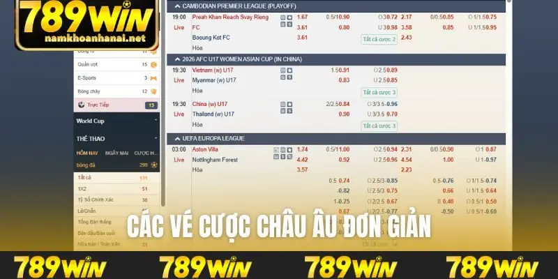 Các vé cược châu Âu đơn giản
