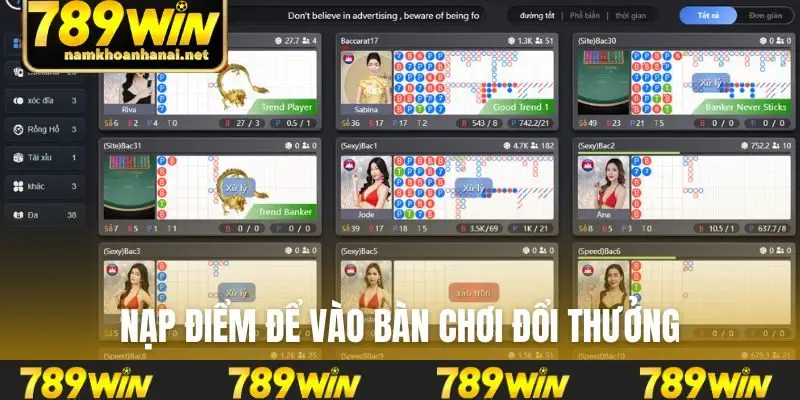 Nạp điểm để vào bàn chơi đổi thưởng