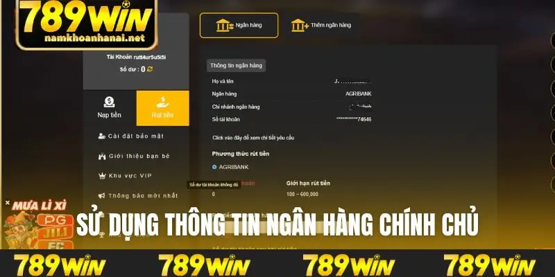 Sử dụng thông tin ngân hàng chính chủ