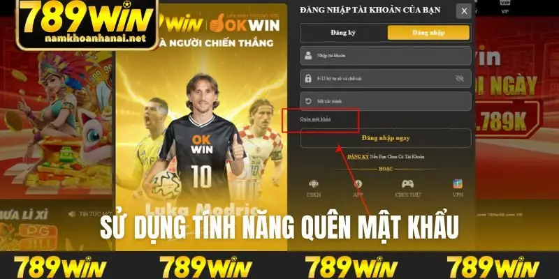 Sử dụng tính năng quên mật khẩu